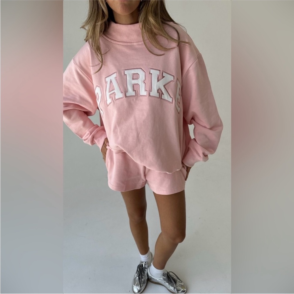 Parke cotton candy pink mock neck sweatshirt